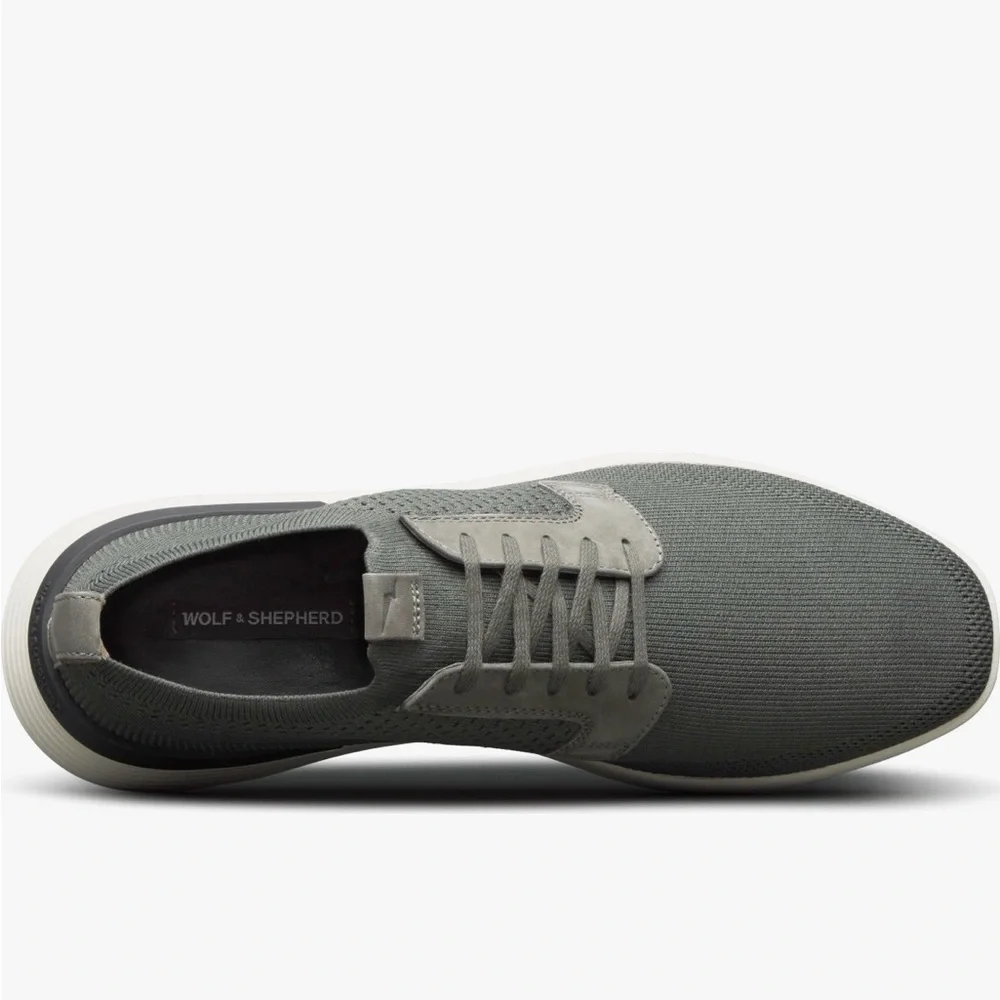 Wolf & Shepard Swift Knit Plain Toe Derby Men's Grey Lace-Up Casual Shoes Sz 11